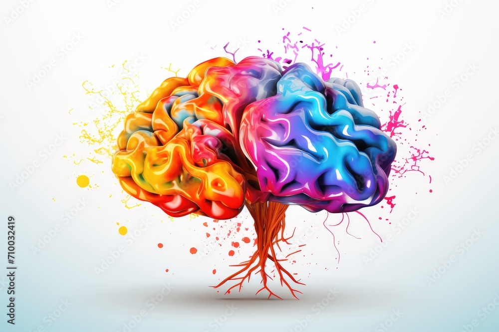 Poster colorful brain axon with neural pathways shape cognitive abilities in brain anatomy. brain health re