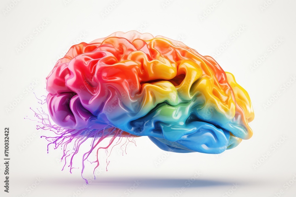 Poster colorful brain axon with neural pathways shape cognitive abilities in brain anatomy. brain health re