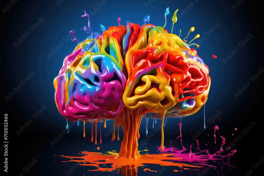 Poster colorful brain axon with neural pathways shape cognitive abilities in brain anatomy. brain health re