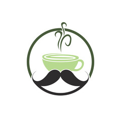 Mustache coffee vector logo design template. Creative coffee shop logo concept.
