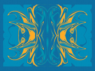 Retro style abstract gradient background with a grainy texture. Colorful futuristic backdrop with blurred and mirrored composition