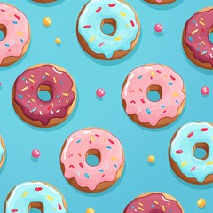seamless pattern with a donut design, playful and colorful depictions
