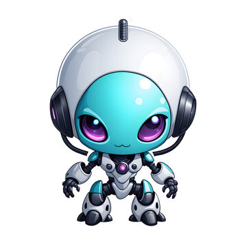 Illustration of A Cute Robot with Transparent Background