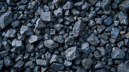 Monochrome Mineral Texture: Pile of Coal Rocks Close-up