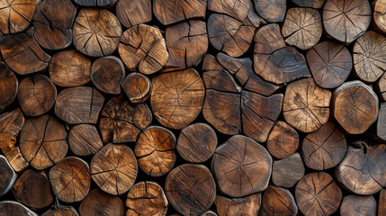 Rustic Charm: Cross-Section of Wooden Logs Background