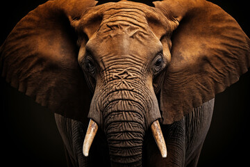 Portrait of an elephant on a black background