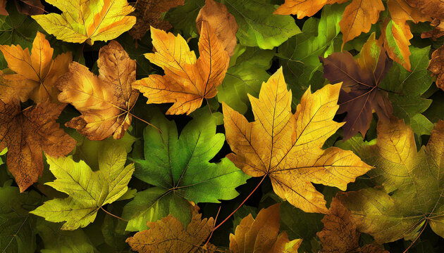 Autumn leaves background image. Generative AI