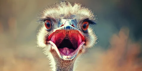 Fotobehang Curious Ostrich Close-Up with a Humorous Expression © romanets_v