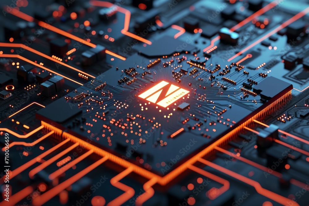 Poster artificial intelligence micro chip with ai text on chip