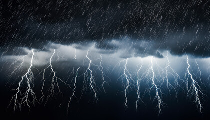 Dramatic Night Thunderstorm with Lightning and Dark Sky
