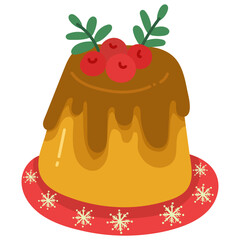 Cartoon Christmas pudding - vector illustration.