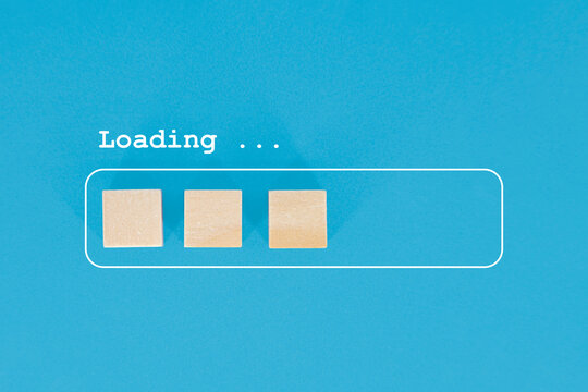Progress Bar Loading Concept with Wooden Blocks