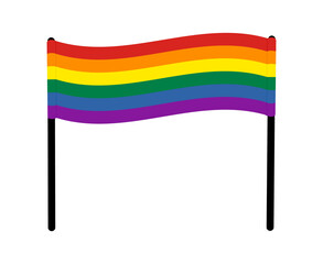 Rainbow Pride flag banner sign symbol icon. Flat vector illustration