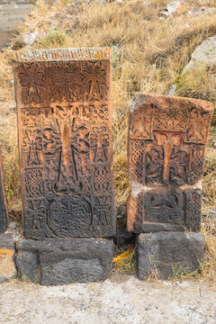 Old Armenian khachkar cross stone in Sevanavank, Armenia.