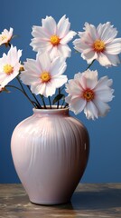 Pink flowers on white ceramic vase UHD wallpaper