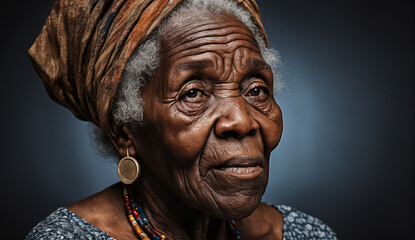 Portrait of sad very old woman , close-up senior woman , portrait of sad senior woman , wrinkles on...