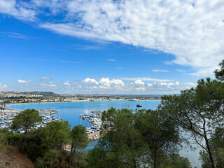 Panoramic view of the city and sea on the summer day. Cagliari. Sardinia. Italy.
