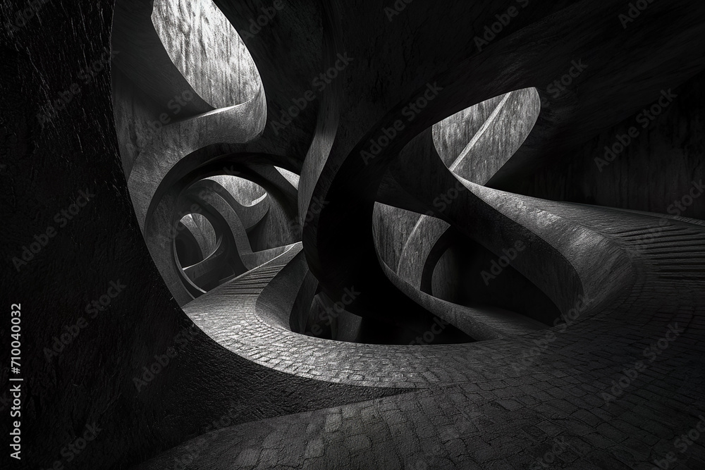 Poster labyrinthine network of winding paths and corridors unfolds, leading the viewer on a visual journey 