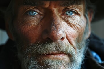 Portrait of Close up American old man realistic detailed photography texture. American old man photo. Horizontal format