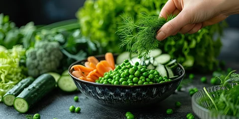 Deurstickers Green diet, healthy lifestyle, balancing ,smoothie. © Людмила