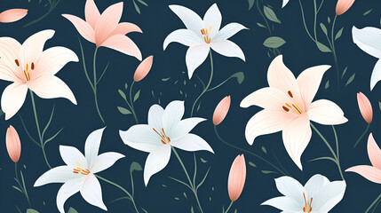 Illustrated lilies wallpaper pattern