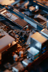 Computer part circuit board close up photo