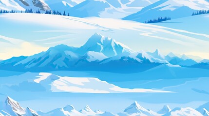 Fototapeta premium Snow-capped winter mountains. High-altitude winter landscape. Snow seamless background in light blue color