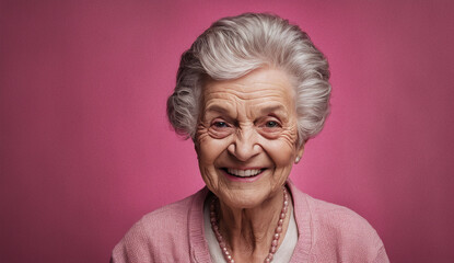 funny grandma portrait, portrait of a senior old women close-up, grandmother portrait - obrazy, fototapety, plakaty