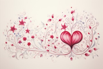 romantic, visually stunning background for valentines day cards with vibrant colors,floral elements