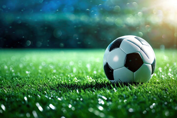 Melodic Harmony, A Soccer Ball Serenades Atop a Verdant Symphony