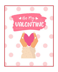 Valentine's day card with romantic phrase about love isolated on pink background. Vector Illustration - Vector