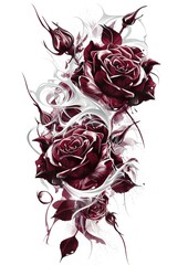 deep burgundy roses isolated on white complement each other