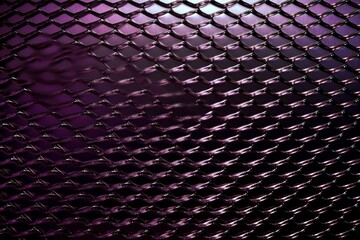 Metallic mesh with a purple chrome color features a textured metal background. Generative AI
