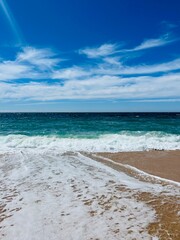 Waved ocean, blue ocean horizon, seascape horizon background, natural ocean view