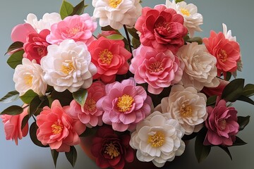Obraz na płótnie Canvas colorful camellia flowers bouquet background