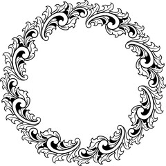 Round ornament frame for wedding. vector illustration