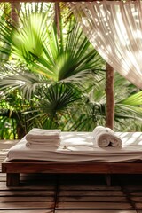 Fototapeta premium tropical spa lounge with green forest view