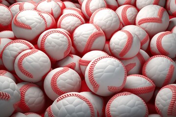 Baseball balls background Many white baseball. Generative.AI