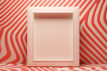 Empty frame on geometric background. 3D illustration. Generative AI - obrazy, fototapety, plakaty
