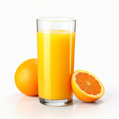 a glass of orange juice, white background created with Generative Ai