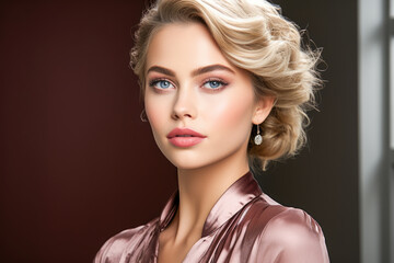 portrait of a woman Valentines makeup classic allure brown beige