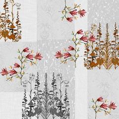 Digital textile design background texture abstract surfacee design seemless geomatric floral pattern natural flowers bunch textile design print