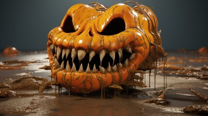 Pumpkin face slides of feet UHD wallpaper