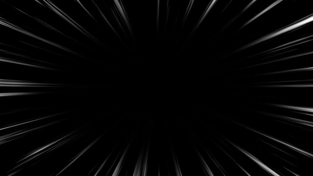Anime speed line background animation on black. Radial Comic Light Speed Lines Moving