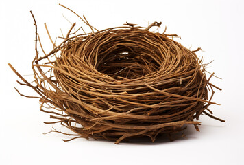 Obraz premium a birds nest is shown on a white background, in the style of tumblewave created with Generative Ai
