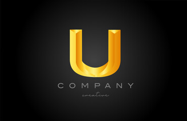 gold U creative letter logo icon design vector illustration. Golden template for business or company © dragomirescu