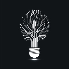 Abstract light bulb and circuit board. - obrazy, fototapety, plakaty