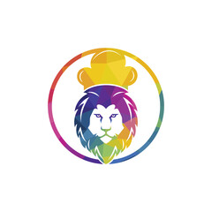 Chef lion vector logo design template. Food restaurant logo concept.
