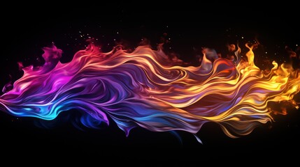 Rainbow flames on black background flat UHD wallpaper