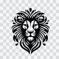 lion head portrait illustration, black color lion vector